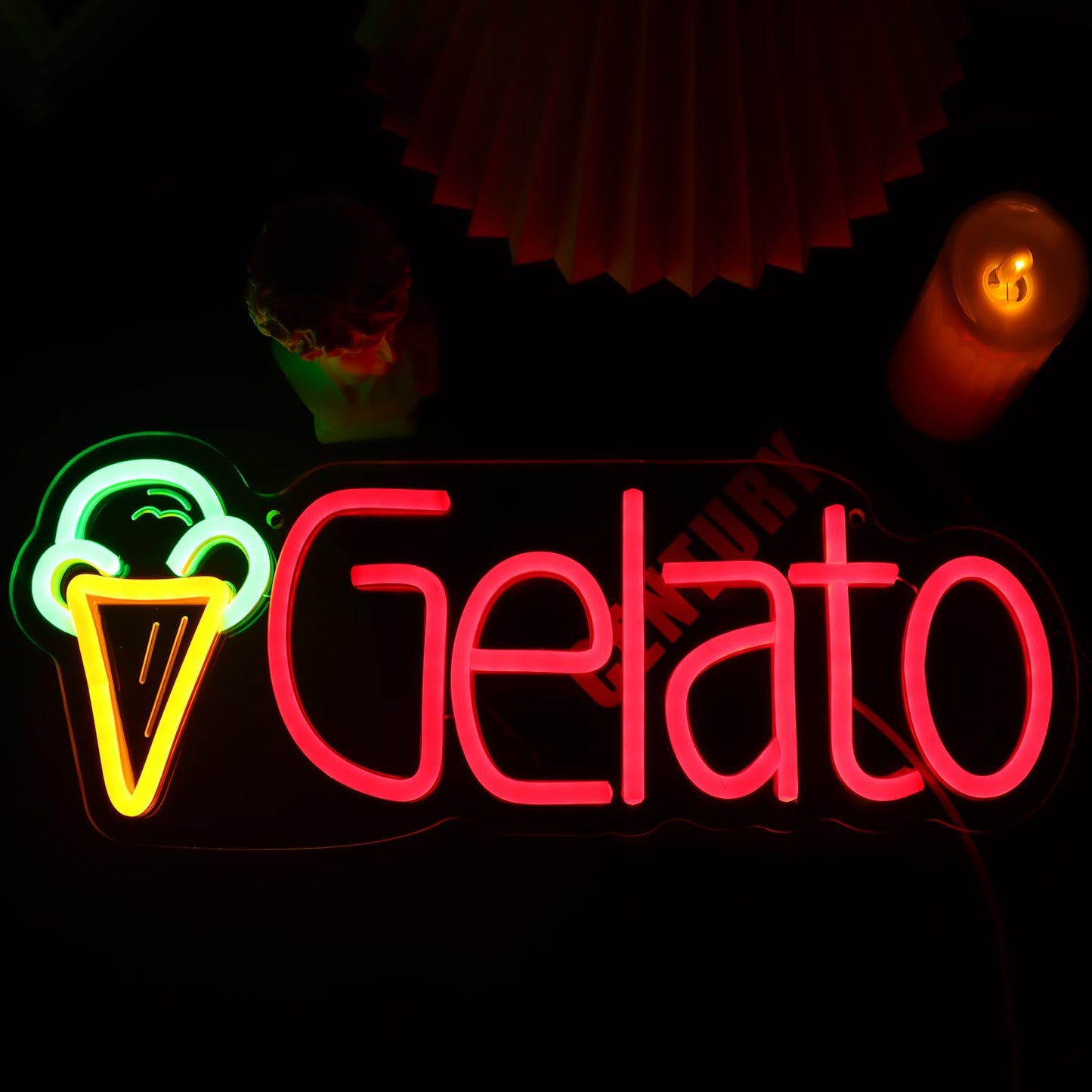 KODGGHK Gelato Neon Sign for Wall Decor, Italian Ice Cream Neon Light with Dimmer Switch for Business, USB Power LED Sign Lights for Home Bar Store, LED Neon Sign Wall Art Neon Light for Beer Pub(Gelato)