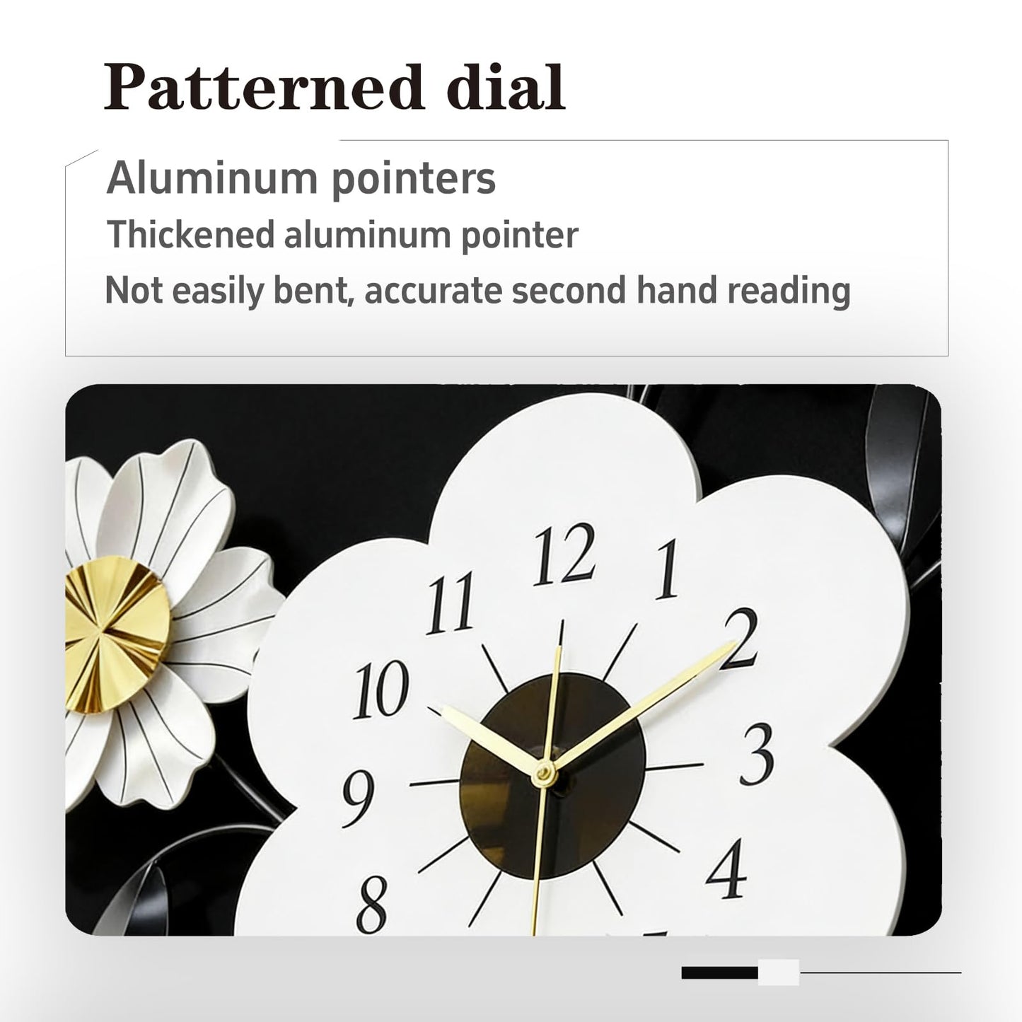 LIYUANSI Artistic Flower-Shaped Wall Clock, Modern Minimalist Metal Wall Decor for Living Room, Bedroom, Office, 24"x34.5" Elegant Petal Design, Silent Quartz Movement