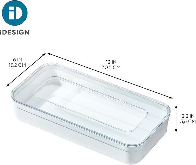 iDesign Gallon Bag Organizer - Plastic Food Storage Bag Holder for Kitchen Drawer, Clear/White