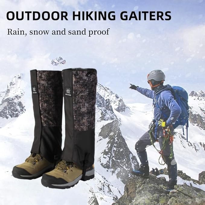 Waterproof Hiking Gaiters,Snow Boot Gaiters with Rubber Foot Strap,Lightweight and Adjustable,for Men and Women Hiking,Skiing,Mountaineering,Walking,etc.