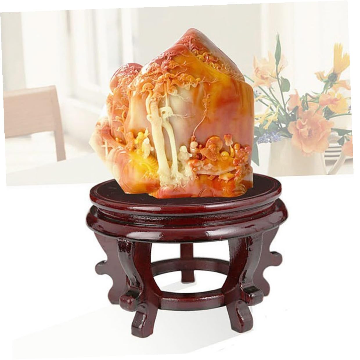 MAGICLULU Wooden Plant Stand Potted Plants Rack High-density Wood Base 16cm Diameter 10cm Height 80lb Load Capacity Indoor Display Pedestal for Home Décor