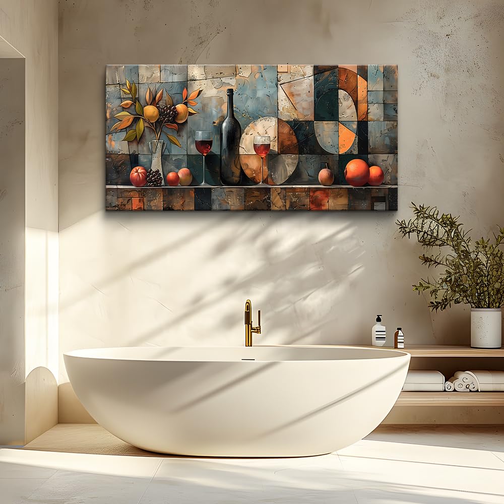 KELIYUAN Wall Art For Kitchen Wall Decor For Living Room Dining Room Decorations Wine Glass Wall Painting Still Life Abstract Pictures Artwork Ready To Hang bar Wall Posters Home Decor 20"x40"