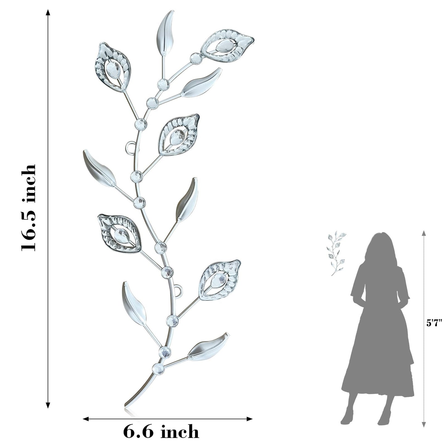 sxnzequnze 2 Sets Leaf Wall Art for Home Metal Bling Rhinestones Ready to Hang Tree Branch Leaves Olive Vine Wrought Iron Hanging Sculpture Pieces Wall Decor Pcs - 16.5in