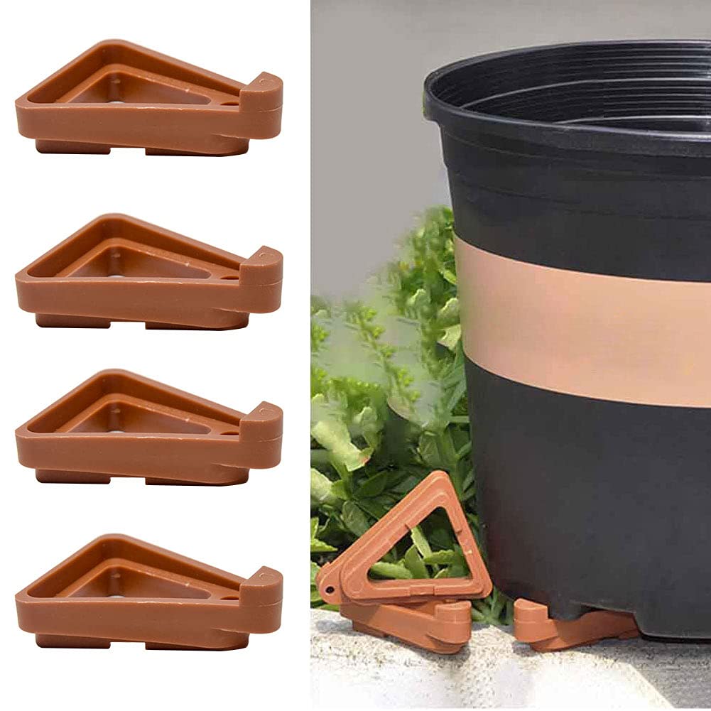 24pcs Plant Pot Feet, Invisible Flower Pots Risers, Breathable Pot Lifters Support, Flower Pots Foot Pads Plant Risers for Outdoor Garden Plants, Prevent Stains and Water Damage(COLOR:brick-red)