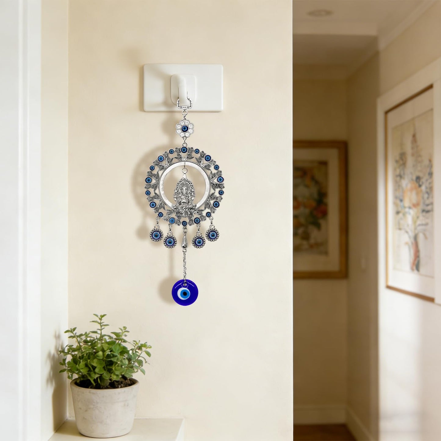 Large Evil Eye Wall Hanging Big Car Charm Ganesha Wall Decor Decoration for Home Door Window Protection Ornerment Blessing Items Housewarming Birthday Spiritual Gifts for Friend Mother