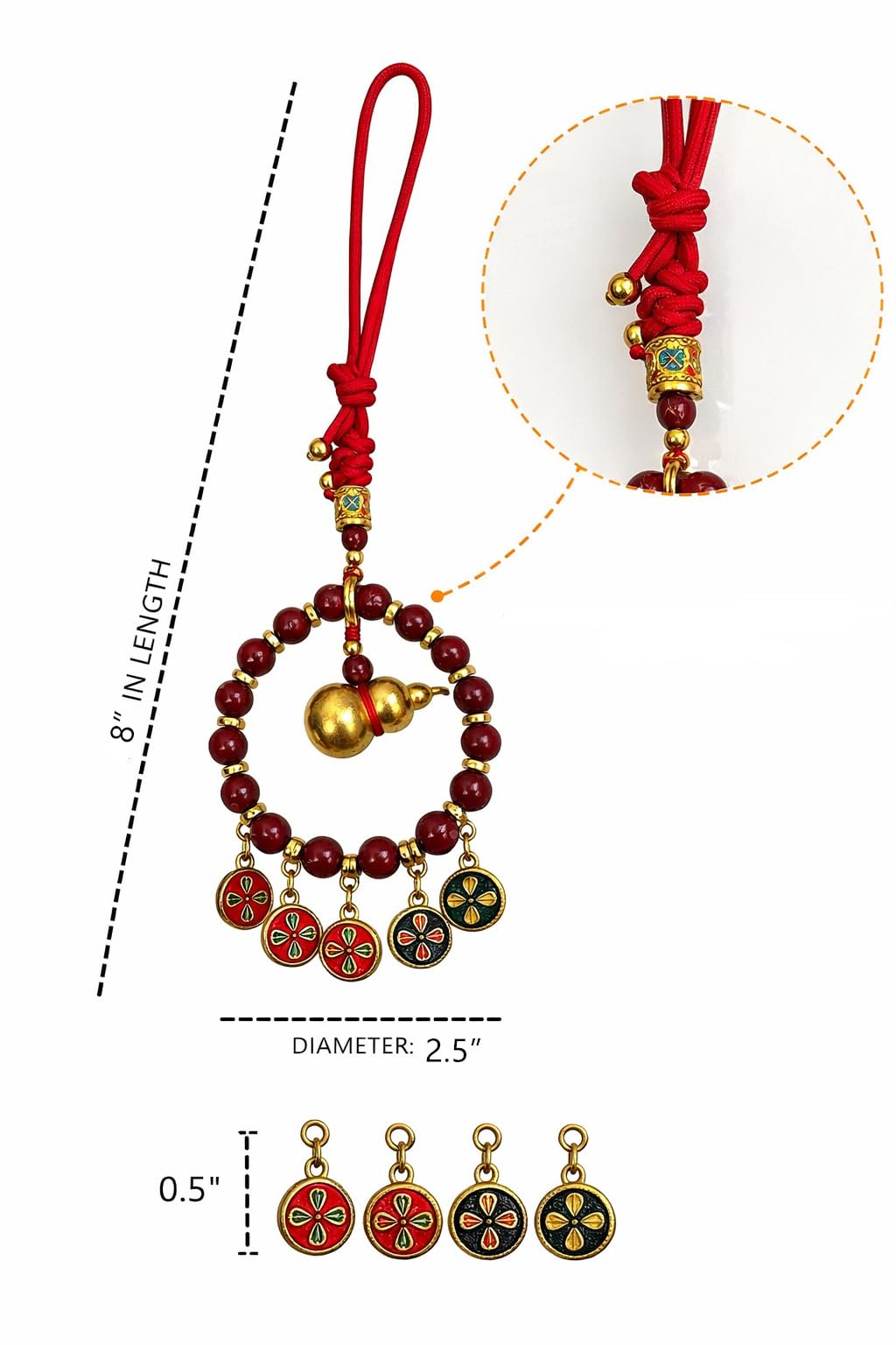 Thangka-Inspired Five Wealth Deities Eye Decorative Hanging Ornament (Wu Lou)
