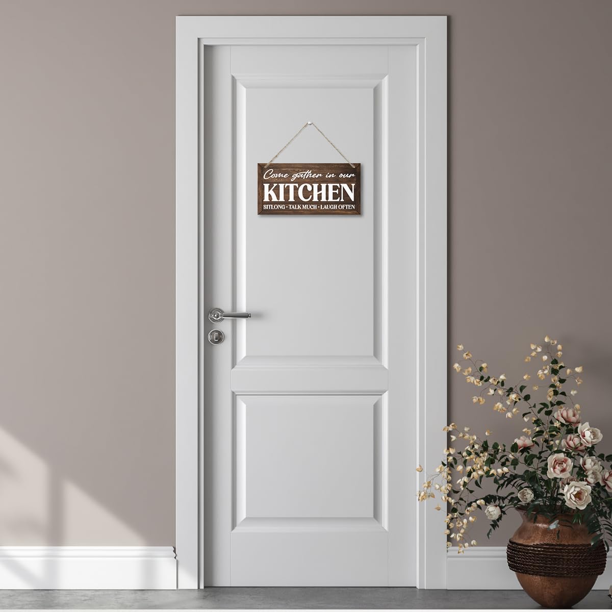 Rustic Kitchen Decor Signs Wall Art - Come Gather in Our Kitchen, Gather Signs for Home Decor, Farmhouse Living and Dining Room Wall Decor, Housewarming Gifts, Retro Wall Art 11.8 * 5.9 in