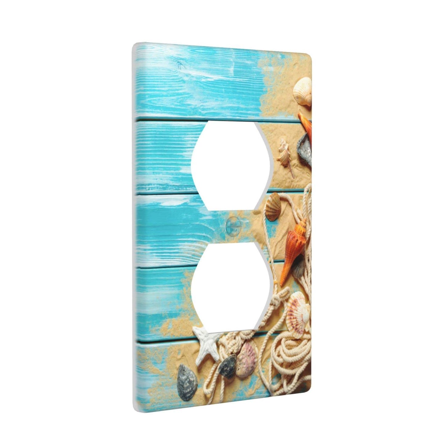 Board Beach Starfish Duplex Outlet Cover Wall Plates Decorate Outlet Covers For Electrical Outlets Switch Plate Decorative Wallplate Plug Cover 4.5 * 2.76 Inch