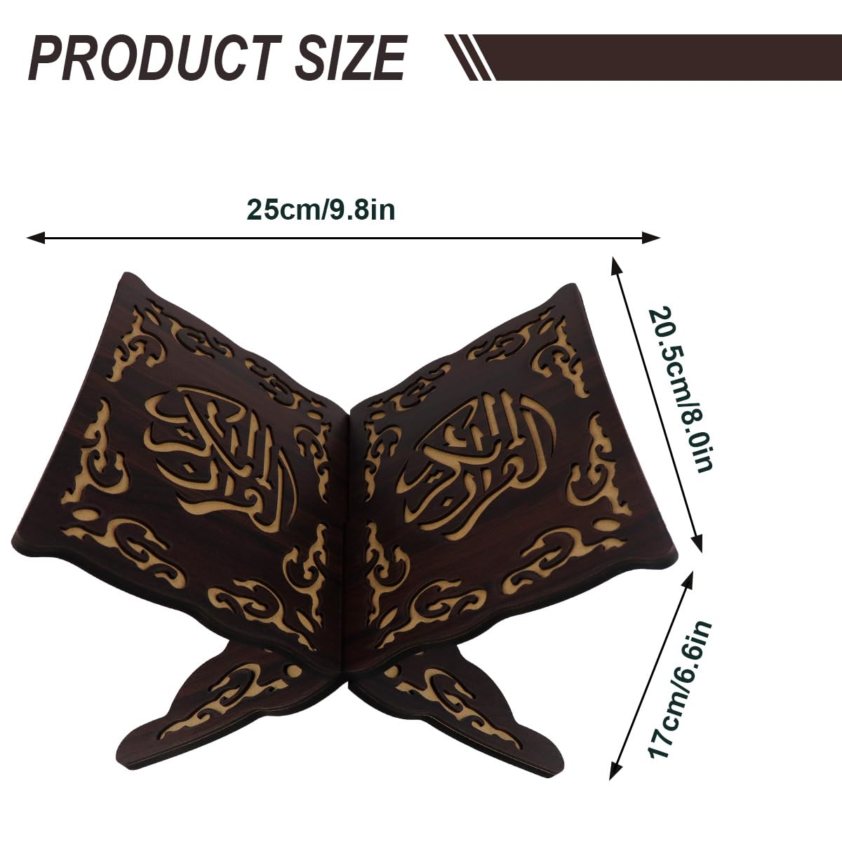 LNQ LUNIQI Foldable Wooden Book Stand Quran Bible Book Holder Muslim Reading Bookshelf Magazine Cookbook Display Holder for Display Reading Prayer Chapel（Black）