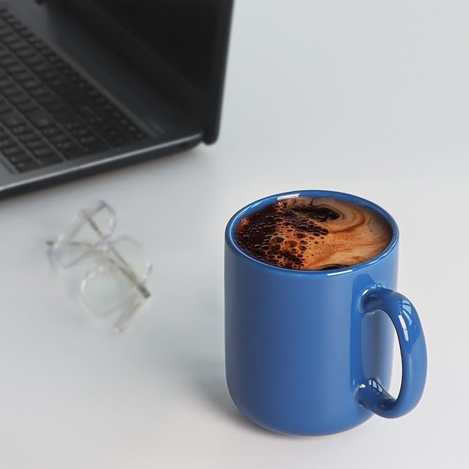 harebe 20 OZ Large Coffee Mug, Smooth Ceramic Tea Cup for Office and Home, Big Capacity with Handle, Blue