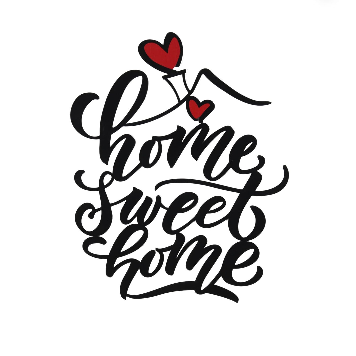 AIM & GGKK Home Sweet Home Wall Art, Metal Calligraphy Sign with Red Heart Accent - Rustic Farmhouse Wall Decor for Living Room, Entryway, Kitchen | 14.8" x 12.2" Black Metal | Easy Hang | Housewarming Gifts for New Homeowners