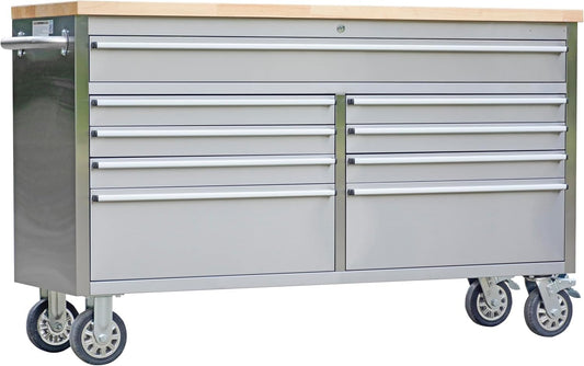 GarveeTech 61 in Tool Chest, Tool Box Mobile 9 Drawers Storage Rolling Cabinet with Wheels Lock Key Locking System Drawer Liners for Garage Warehouse Repair Shop