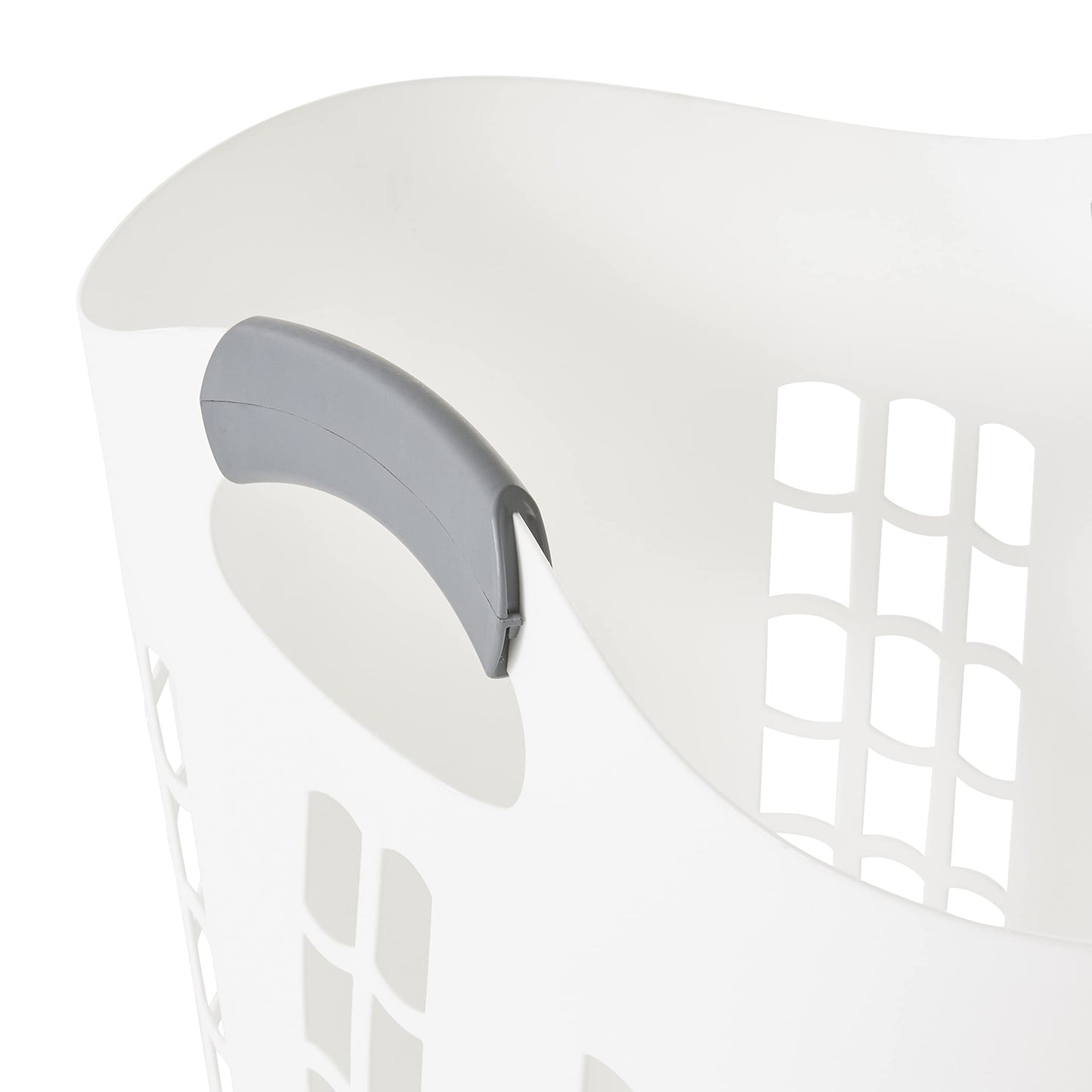 Gracious Living Laundry Basket, Easy Carry Flex Collapsible Hamper, 87.5 Liters, White - Large Plastic Clothes Storage Organizer for Home, Bathroom, and Bedroom