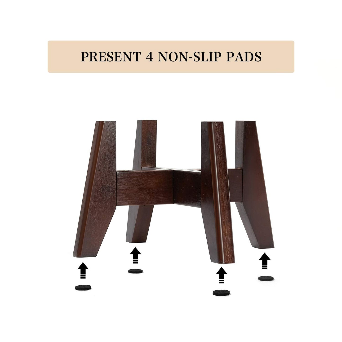 Seanmi Plant Stands for Indoor Plants, Bamboo Plant Stand, Mid Century Plant Holder, Adjustable Width, Fits 8 9 10 11 12 inches Pots - Dark Brown (Planter Stand Only)