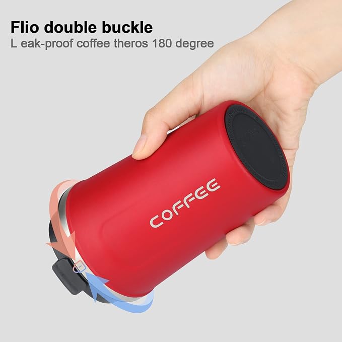 CS COSDDI 12 oz Stainless Steel Vacuum Insulated Tumbler - Coffee Travel Mug Spill Proof with Lid - coffee Cup for Keep Hot/Ice Coffee,Tea and Beer （Red）