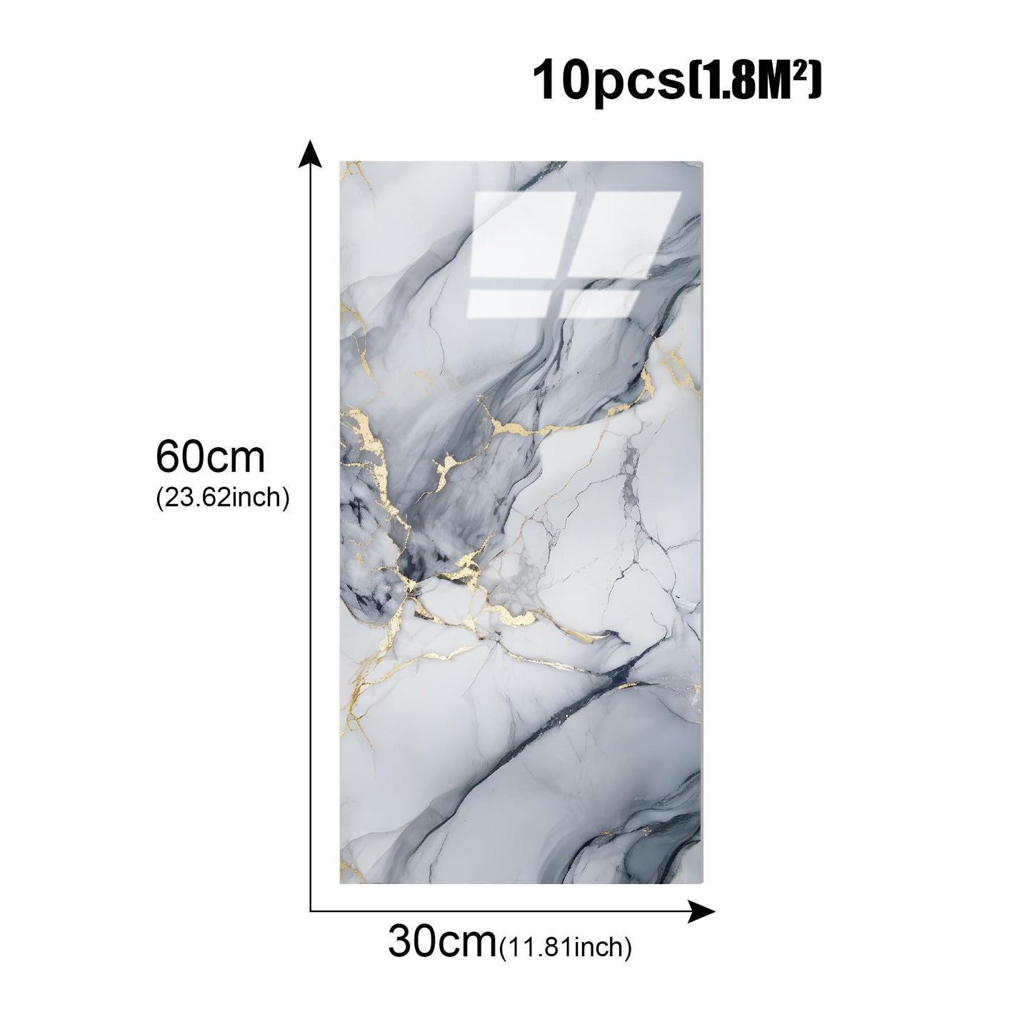 10pcs Thick Marble Peel and Stick Waterproof Wall Panels,Heat-Resistant Backsplash Tile, 23.6"x11.8" PVC Foam Wall Sticker for Kitchen,Living Rooms,TV Walls,Blue and Gold (Not Real Tile 19.4Sq. Ft.)