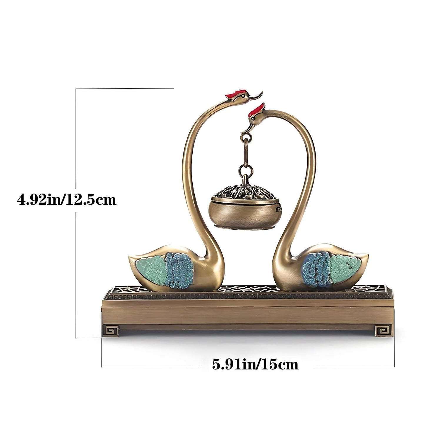 Swan Hanging Incense Holder Burner with Removable Ash Collector - Cone ncense Holder for Sticks, Brass Multi-Fuel for Yoga Meditation, Spiritual Studio Essentials, Zen Space Decorr