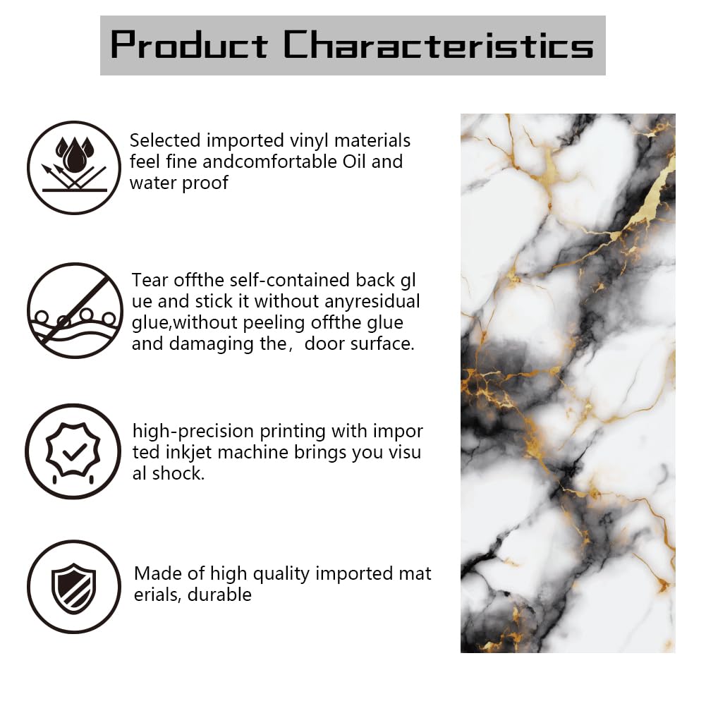 arricraft 2 Pcs Self-Adhesive Door Stickers, 31.5"x78.7" Marble Texture Pattern Door Murals Stickers PVC Removable Wallpaper Decoration for Bedrooms Living Room