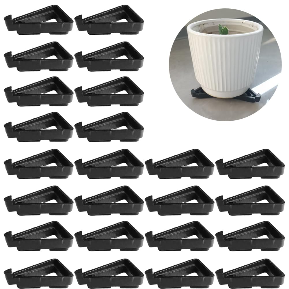 Ruinuonice Pot Feet for Outdoor Planters,Invisible Breathable Pot Stands Toes Lifters for Heavy ndoor Outdoor Planters & Gardening Plant Container (Black-24 Pcs)