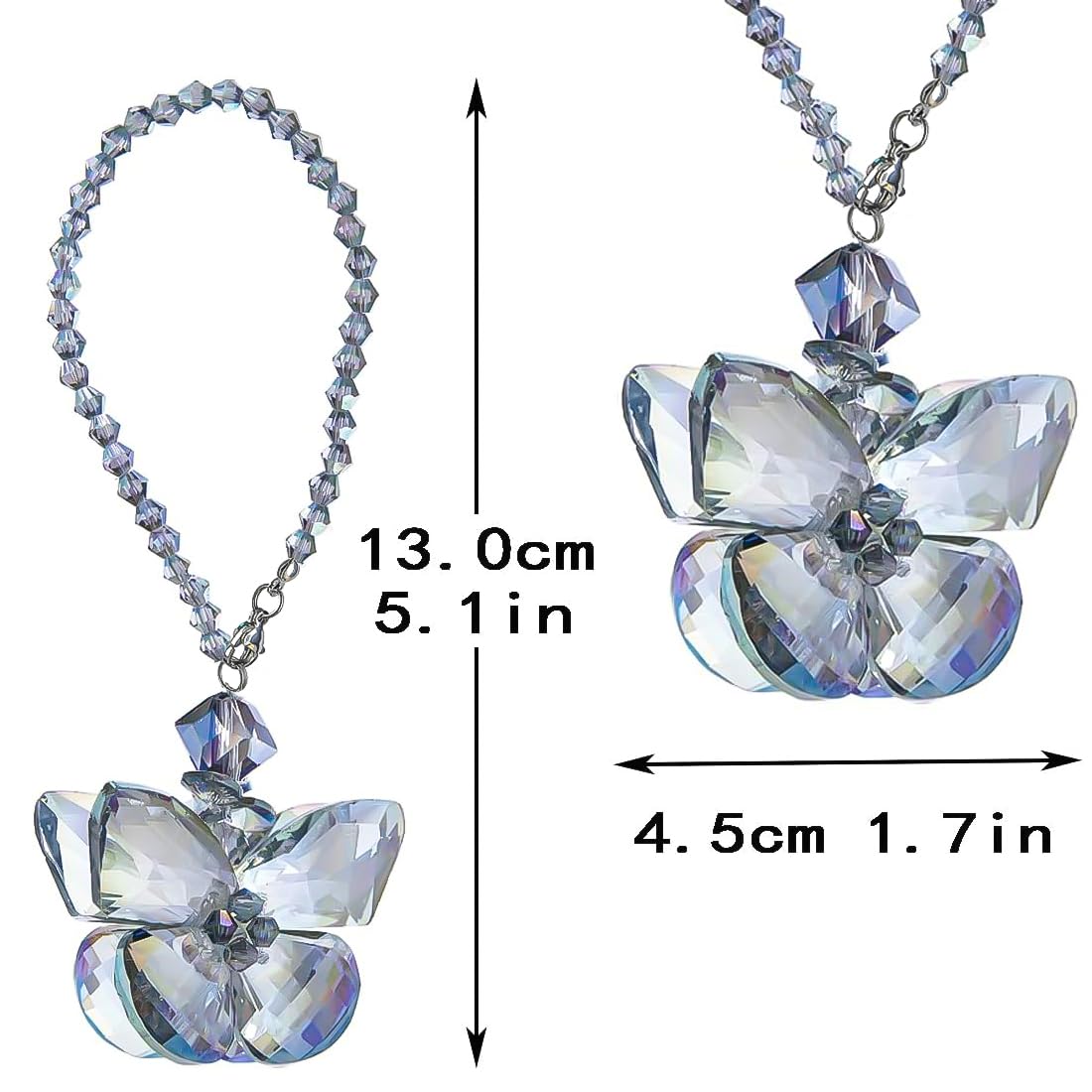 H&D HYALINE & DORA Crystal Glass Butterfly Car Key Charm Mirror Hanging Ornaments Gift (Butterfly-1)