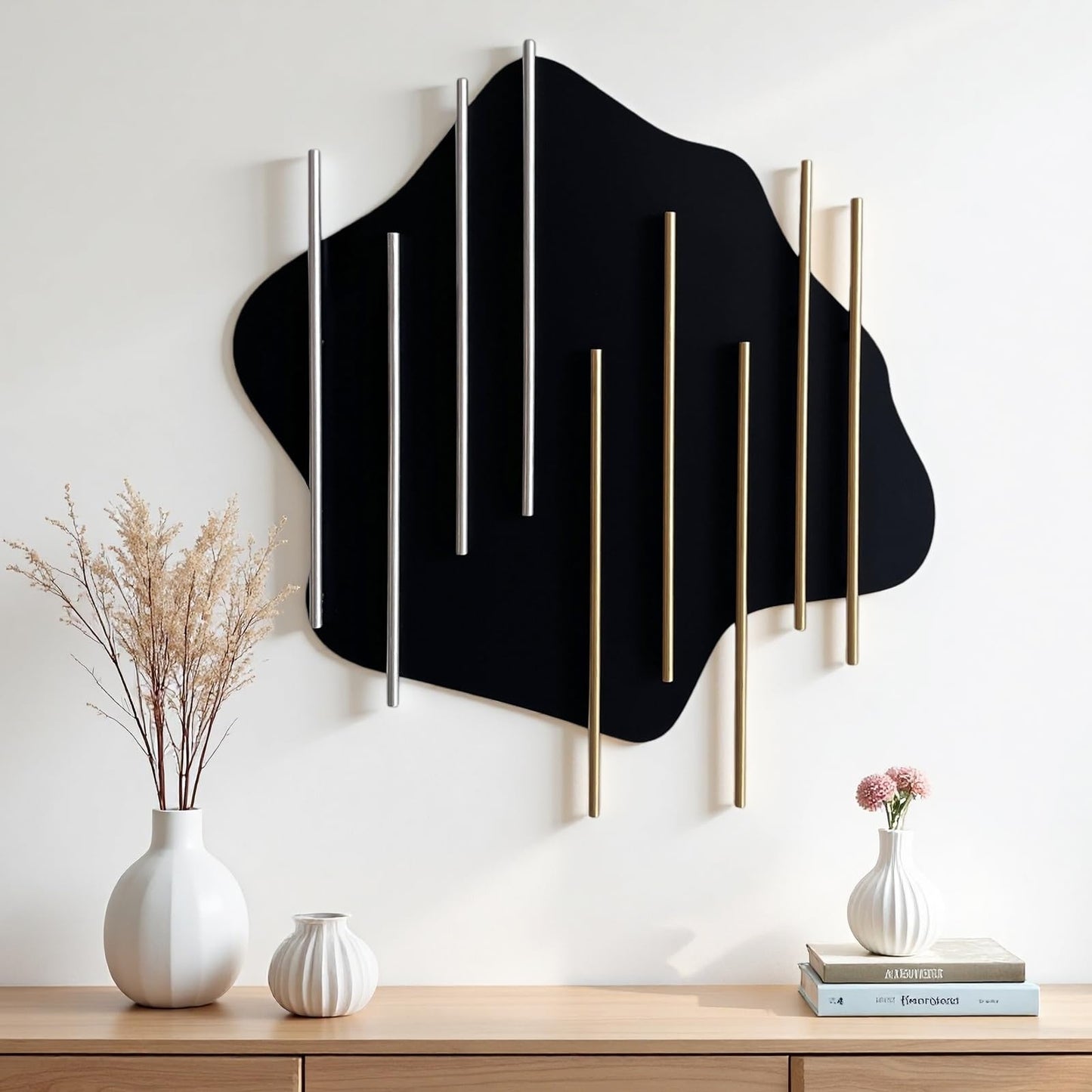 HYVAKUPPA 3D Large Metal Wall Decor Modern Aesthetic Wall Sculptures 19.3”W by 19.7”H Luxury Geometric Circular Decor Wall Art Artwork for Bedroom Dining Living Room Wall Decorations