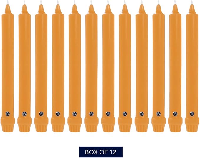 Colonial Candle Unscented Taper Candle, Classic Collection, Caramel, 10 in, Pack of 12 - Up to 8 Hours Burn