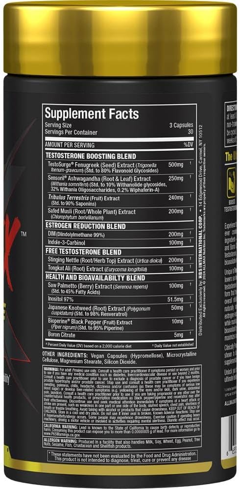 ALLMAX Nutrition TESTOFX Xtreme Testosterone Booster for Men, Tribulus Terrestris, Ashwagandha, Tongkat Ali, Supports Muscle Strength, Energy, Estrogen Control - 90 Capsules (30-Day Supply)