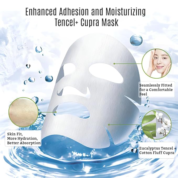Amino Moisture Hydrating Facial Sheet Mask | Natural Mineral Water, Hyaluronic Acid, Ceramide | Anti-Aging, Soothes Dry Skin, Enhances Elasticity (5 Sheets)