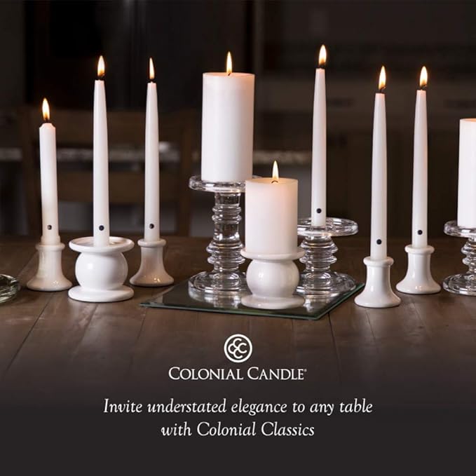 Colonial Candle Unscented Taper Candle, Handipt Collection, Pumpkin, 10 in, Pack of 12 - Up to 8 Hours Burn