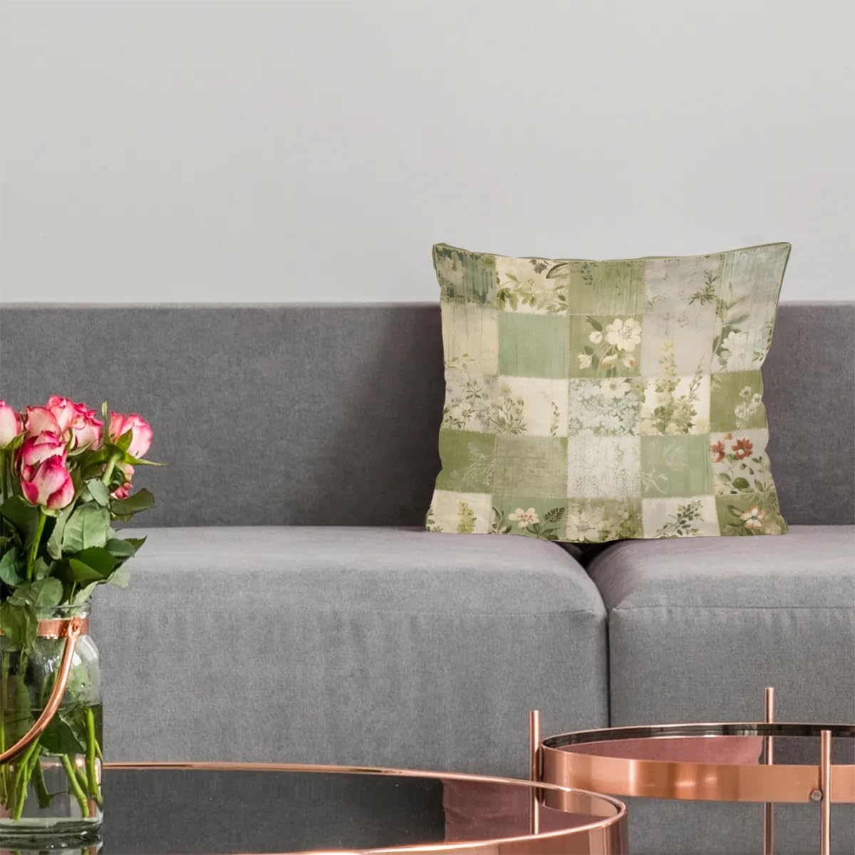 XMNYGJ Patchwork Floral Quilt Couch Pillow Covers Throw Pillows Bed Decorative Pillow Cases Decorative Pillows for Couch 20x20 Inch Bedroom Living Room Car