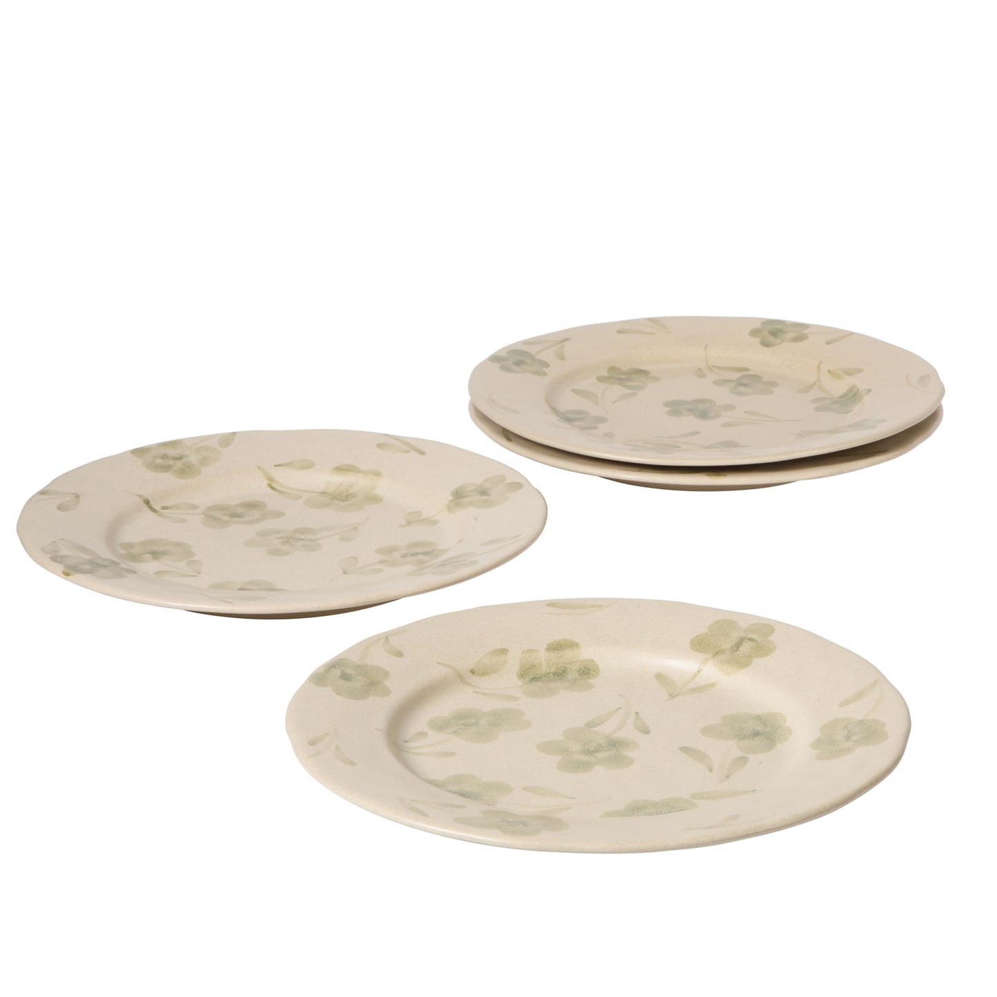 Bloomhouse - 2 Time Oprah's Favorite Things - Made in Portugal Hand Painted 10.8 Inch Dinner Plates Set of 4 - Porto Petals Floral Dish Set - Green Orchid