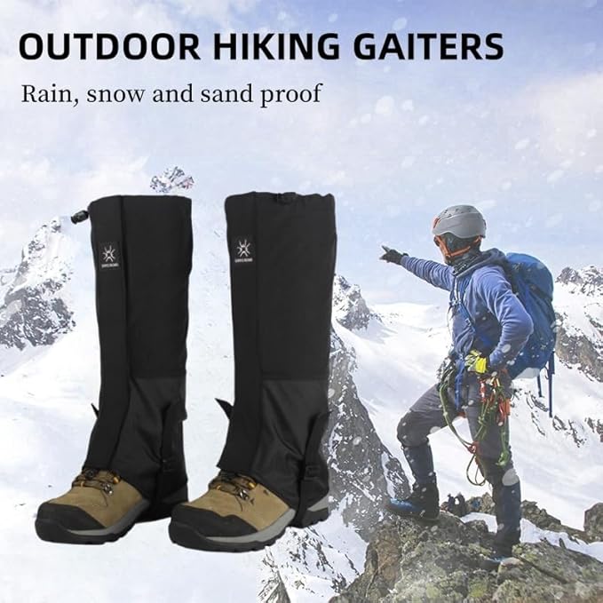 Waterproof Hiking Gaiters,Snow Boot Gaiters with Rubber Foot Strap,Lightweight and Adjustable,for Men and Women Hiking,Skiing,Mountaineering,Walking,etc.