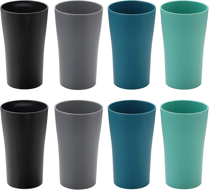 Drinking Glasses Premium Wheat Straw Unbreakable Cups - Set of 8 Alternative to Plastic Cups Unbreakable Drinking Cup Easy to Clean & Reusable Dishwasher Safe Water Glasses Tumblers (13 OZ)