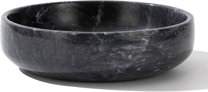 6.7" Large Decorative Bowl, Natural Marble Decorative Bowls for Home Decor, Key Bowl, Candy Bowl, Smudge Bowl, Coffee Tables Centerpiece (Natural Black)