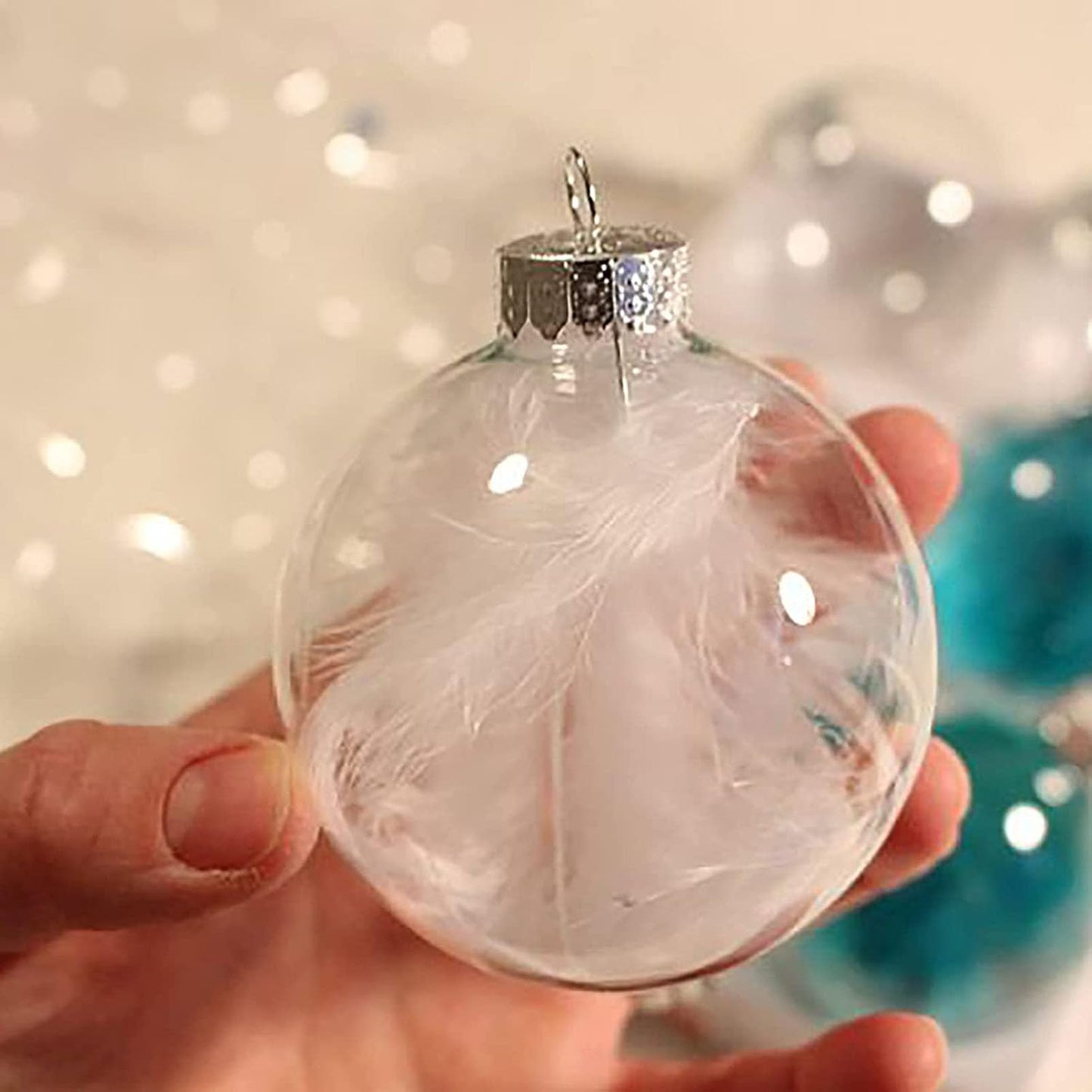 12 Pcs Clear Plastic Fillable Ornament Balls,2.36Inch Christmas DIY Baubles for Christmas, Halloween, Birthday, Wedding Decor, DIY Crafts Decorations (60 mm)