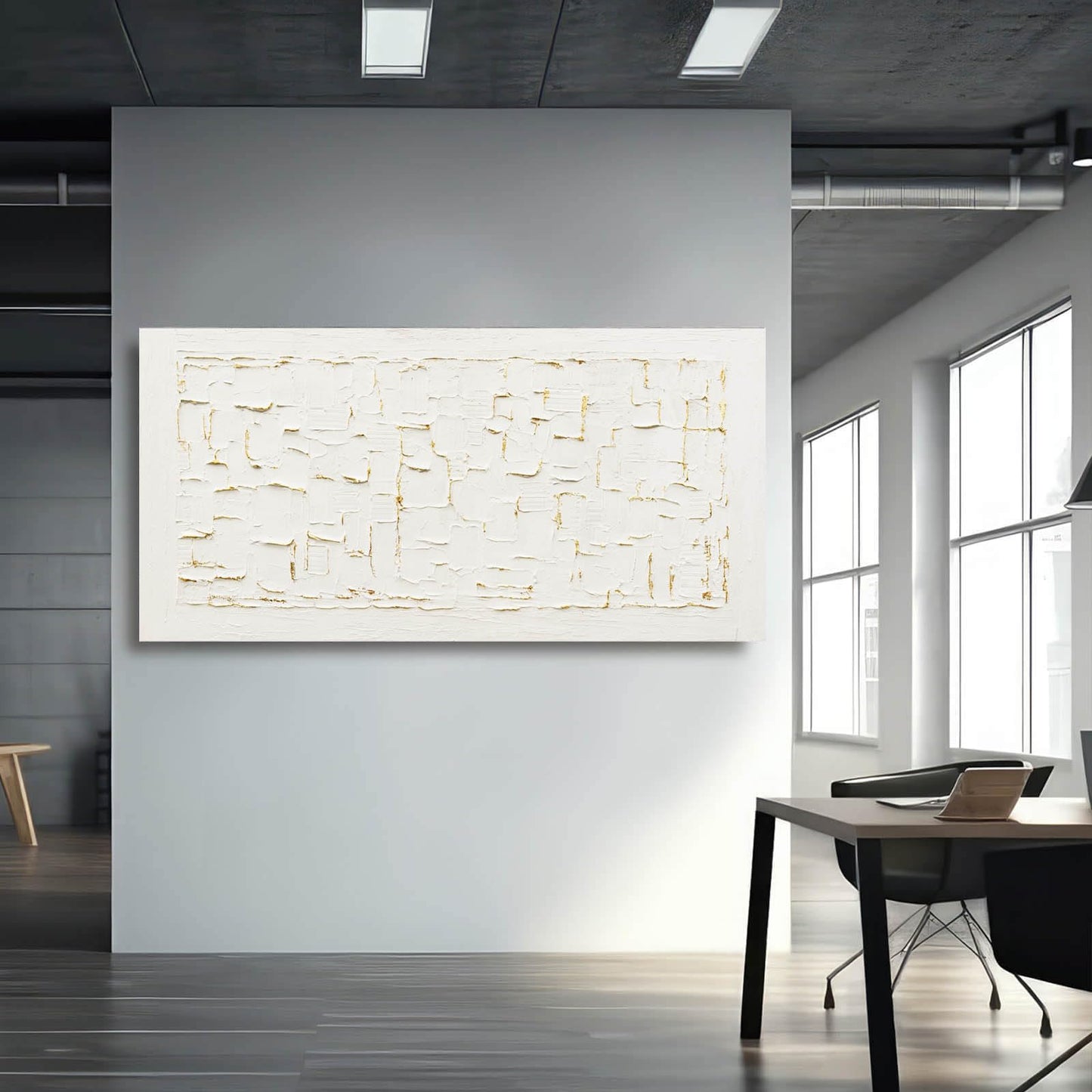 SOUGUAN Textured Wall Art Block Wall Painting Abstract Canvas Wall Pictures 24"x48" Art Posters for Office Artwork for Living Room