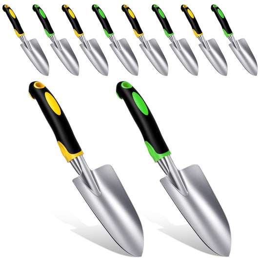 10 Pcs Garden Shovel Aluminum Alloy Heavy Duty Trowel Garden Tool Small Shovels for Digging Metal Hand Trowel Spade with Soft TPR Handle for Lawn Yard Farm Home Shop Planting