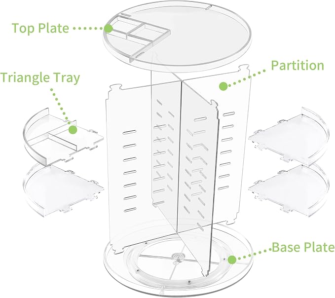 COYAHO 360 Rotating Makeup Organizer, Spinning Countertop, Cosmetic Holder Shelf, Make Up Organizers and Storage for Bedroom, Transparent
