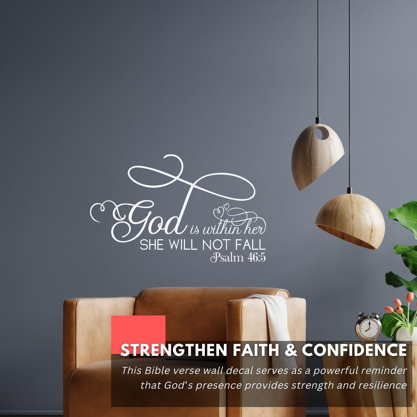 My Vinyl Story - God is Within Her - Inspirational Wall Decal Quote Sticker Religious Bible Verse Christian Scripture Vinyl Art Decor for Home Living Bed Room, Removable