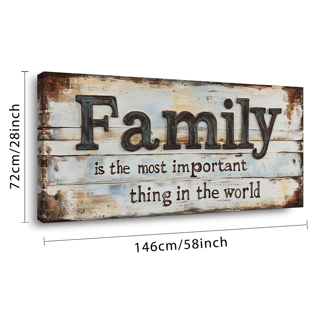Retro Family Quotes Wall Art for Living Room Canvas Prints Family is the Most Important Thing in the World Rustic Farmhouse Art Deco Modern Artwork Bedroom Kitchen Dining Room Decor Extra Large