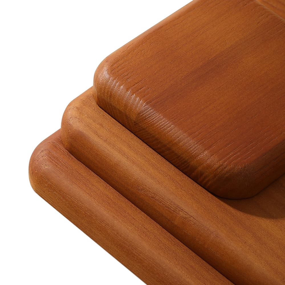 YUQIN Wooden Jewelry Display Tray Rounded Rectangle Ring Showcase Stackable Elegant Bracelet Watch Jewelry Organizer for Personal Use and Commerce (Gray, Large-W 7'' x H 0.6'' x L 7.9'')