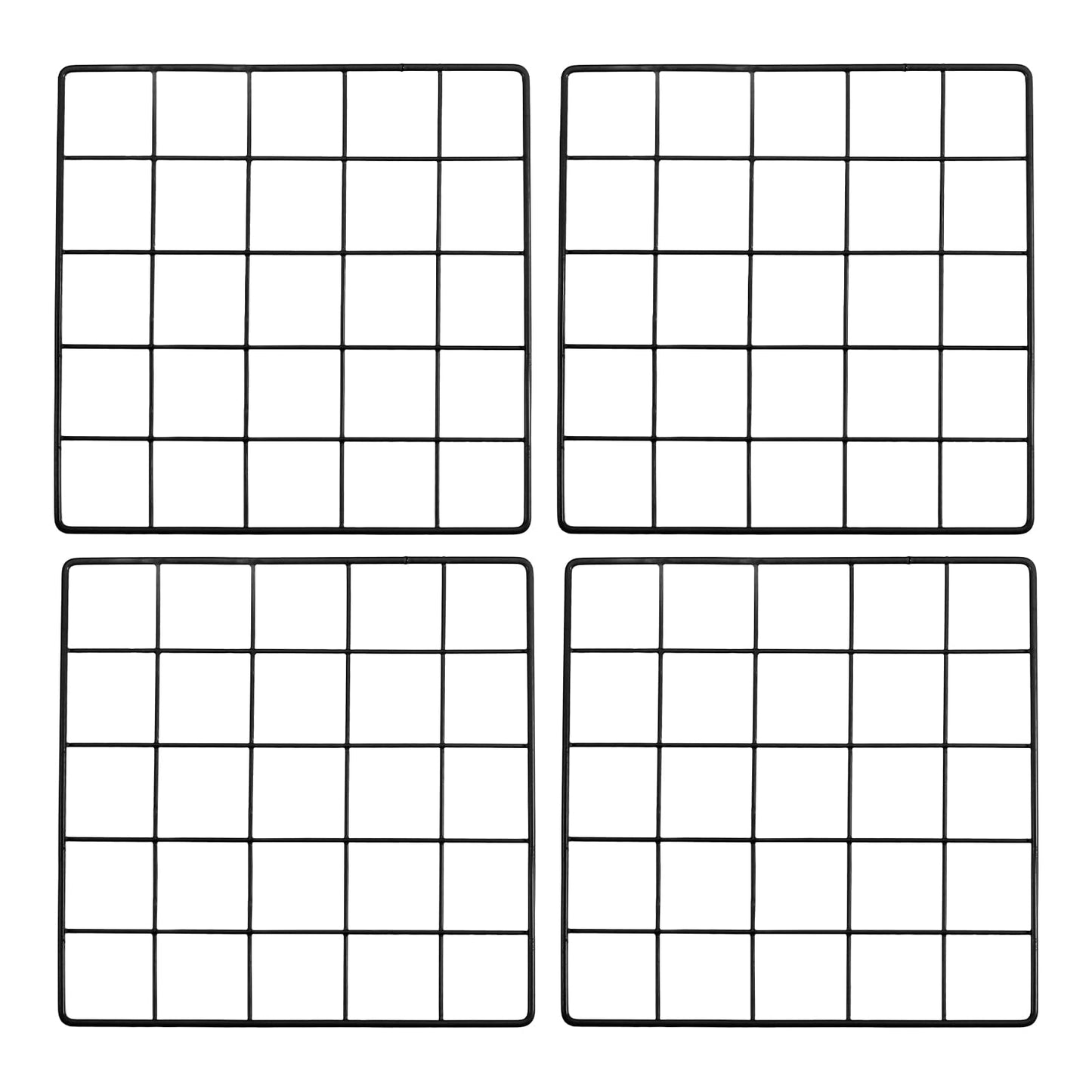 PATIKIL 10x10 Inch Wall Grid Panel, 4 Pcs Metal Wire Photo Wall Decorative Grid for Photo Display Hanging Picture Memo Home Decorations, Black