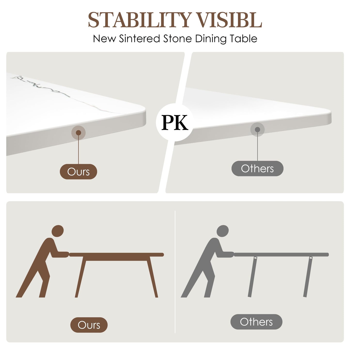 63" Modern Dining Table, Sintered Stone Kitchen Table for 4-6 peoples, White Sintered Stone Dining Tabletop with Metal Legs, Fax Marble Dining Table for Dining Room, Backyard Heat Resistant(63"x31.5")