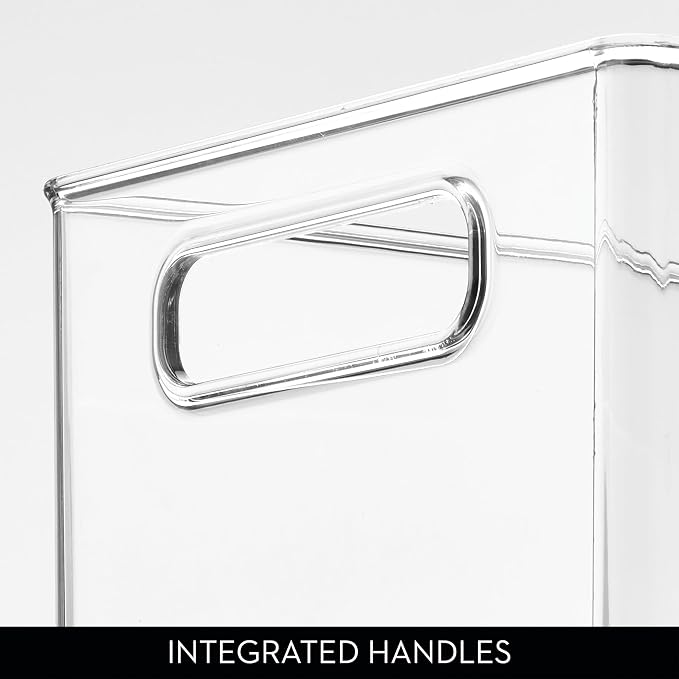 iDesign Stackable Fridge Bin - Kitchen Storage Bin for Pantry, Cabinets, or Fridge, Set of 2, Clear