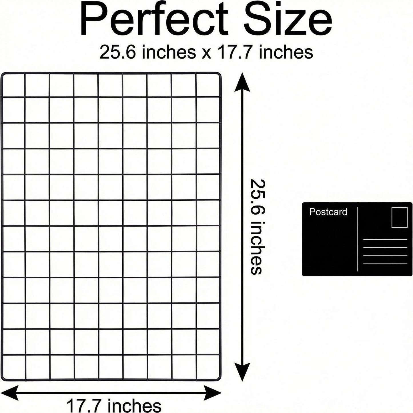 Kaforise Wire Wall Grid Panel, Multifunction Painted Photo Hanging Display and Wall Storage Organizer, Pack of 2, Size 25.6x17.7inch, Black