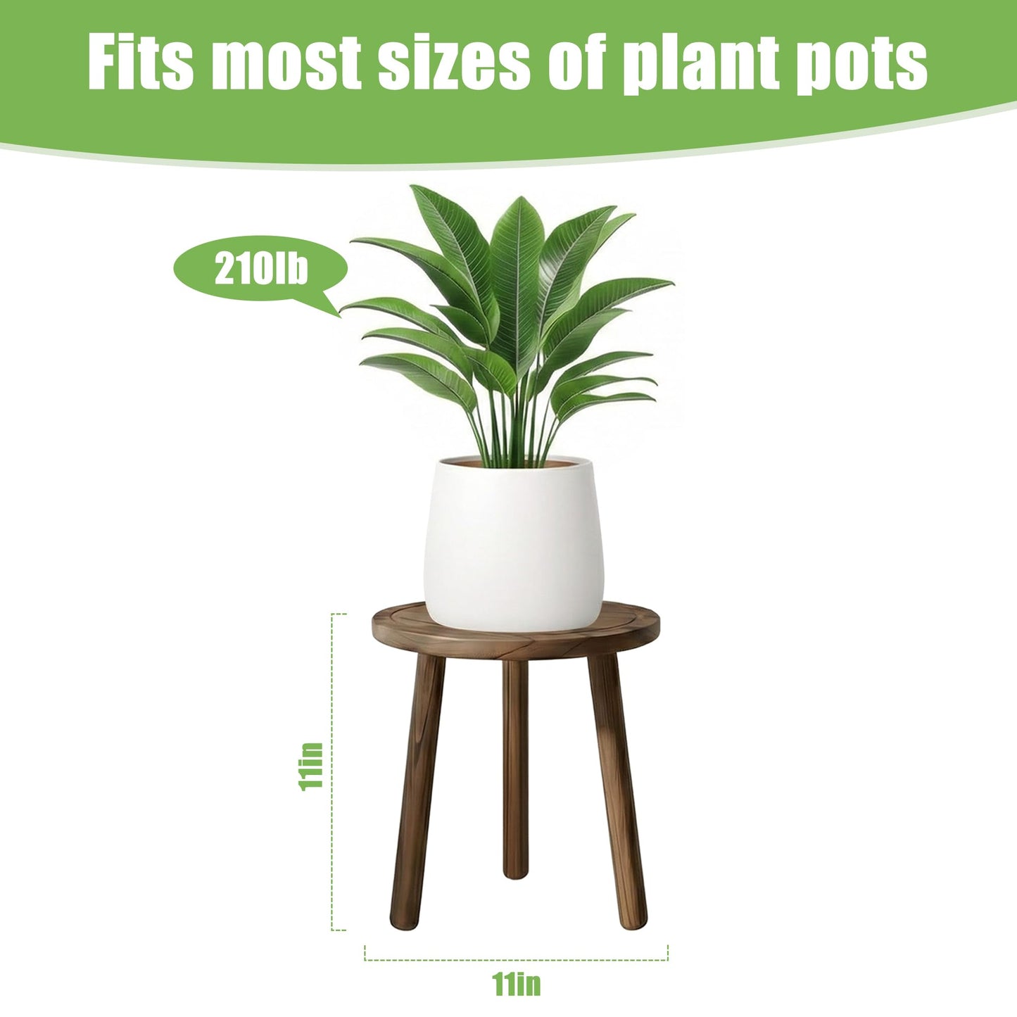 SEQUEDA Wood Plant Stands Indoor, Updated Single Plant Stand Modern Plant Table for Large Plants, Wooden Plant Stool, Tall Plant Holder Small Round Side for Living Room, Balcony, Office (Dark Brown)