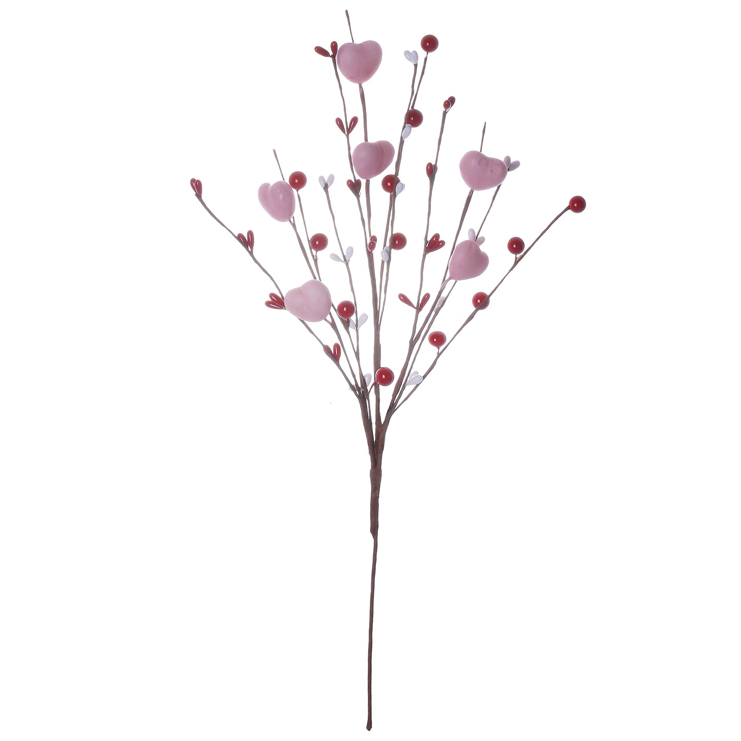 J'FLORU Valentine’s Day Decorations 6 Pack Valentines Day Picks Berry Stems with Pink Hearts for Valentine Decor Anniversary Wedding Decorations (Red/Pink)