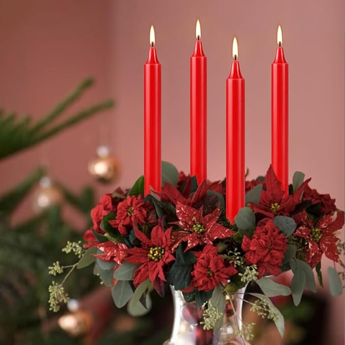 Set of 20 Red Candles ?“Spell Chime Candles for Christmas,Household, Wedding, Rituals, Prayer, Birthdays, Meditation, Altar,Party and Home Décor Candlesticks - 4 Inch Tall, Unscented (Red)