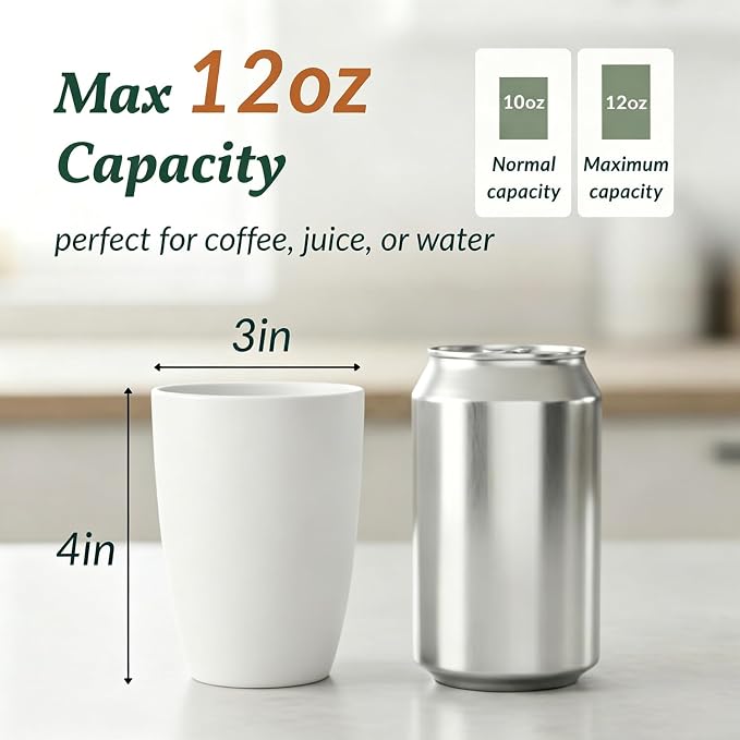 Homienly Wheat Straw Cups 12oz Unbreakable & Easy to Clean Cups Reusable Outdoor Drinking Cups for Travel,Camping,Picnic, Refrigerator and Dishwasher Safe Stackable Water Tumblers- White