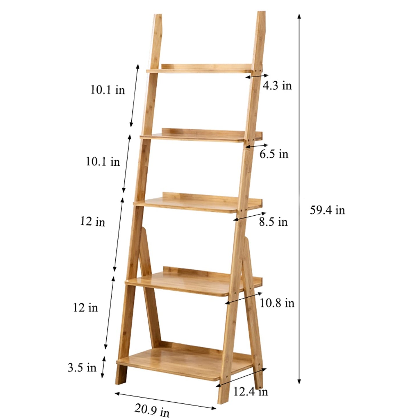 SOBIBO Ladder Shelf Bookshelf, 5-Tier Leaning Shelf, Free Standing Organizer Storage Shelves, Storage Rack Shelf for Office, Living Room, Nature